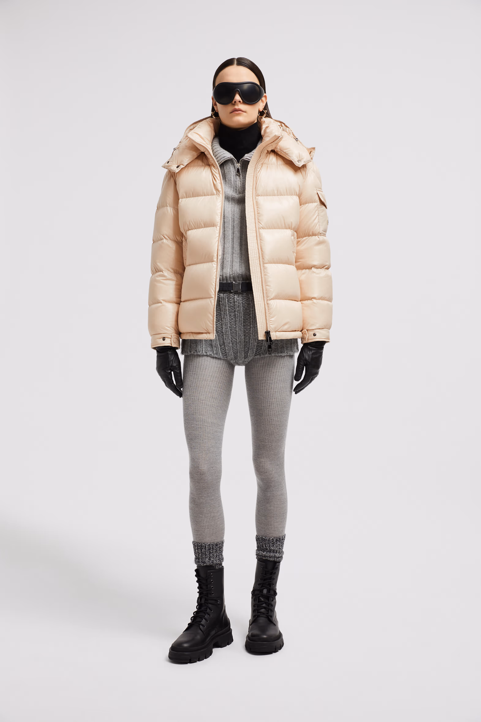 Plumífero corto con capucha Maire Mujer Beige Moncler 0